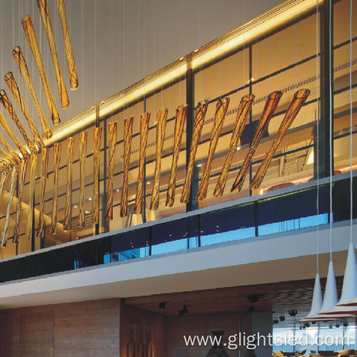 Golden glass hotel lobby modern chandelier pendant lamp